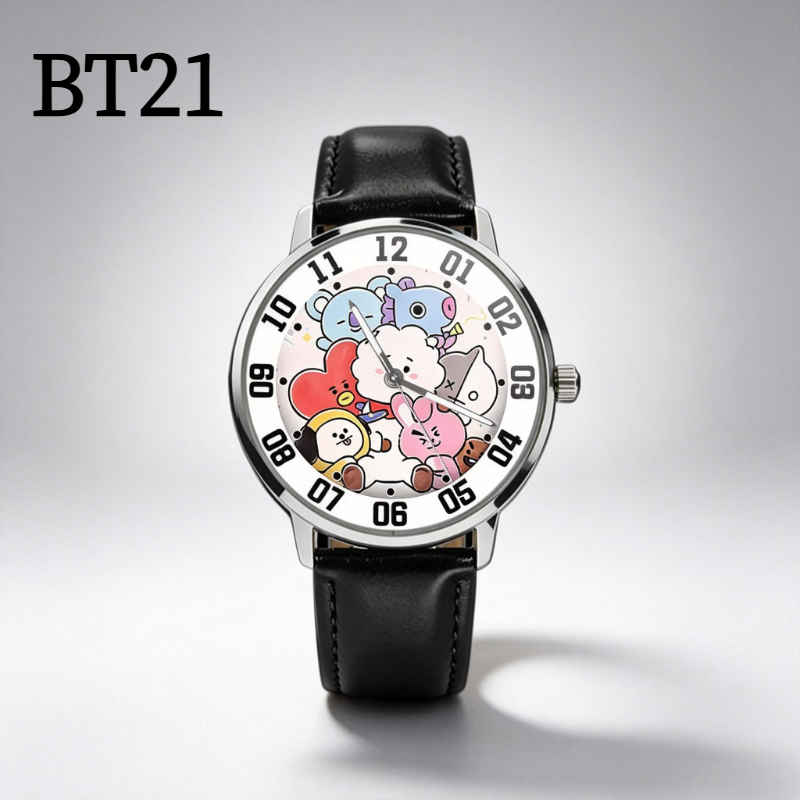 BT21 만화 귀여운 학생 시계 카와이 포인터형 원형  - Anime Merchandise Wholesale 리뷰 및 가격